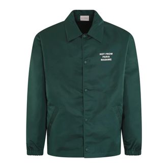 Dr&ocirc;le de Monsieur Slogan Coach Jacket - Heren - Zomerjassen - Groen - M - Nylon - Jassen