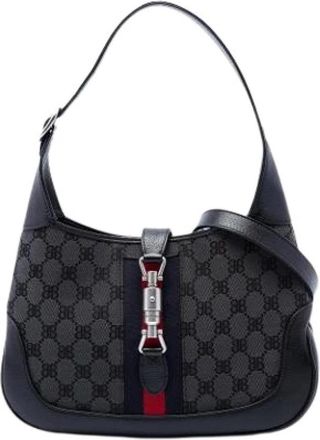 Balenciaga Pre-owned 1961 Jackie Web Shoulder Bag - Dames - Vintage Schoudertas - Zwart - ONE Size - Leer - Vintage