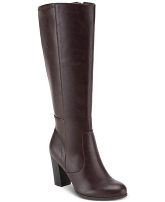Style & Co. Womens Style & Co Addyy Boots Brown Round Toe Block Heel Knee High RHS7328