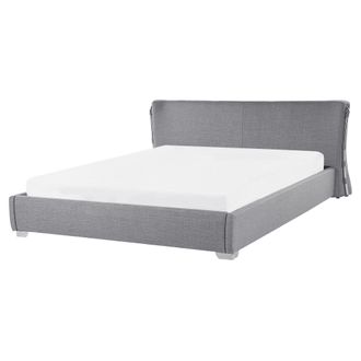 Beliani Cama De Agua Tapizada En Tela Gris Con Somier Y Accesorios 160 X 200 Cm Dise&ntilde;o Moderno Paris
