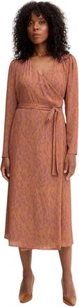 Silvian Heach Harga Midi Jurk - Dames - Wikkelkleedje - Bruin - M - Leer - Kleedjes