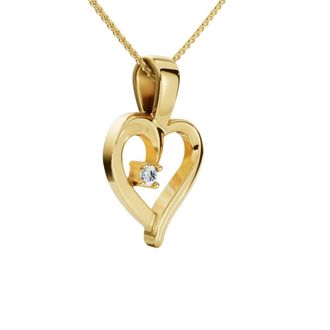 Pompeii3 Heart Shape Solitaire Diamond Pendant Necklace in White Yellow or Rose Gold