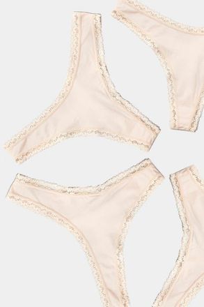Stripe and Stare Thong Four Pack in Sand at Nordstrom, Size X-Small Uk