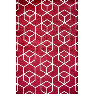 Jonathan Y Designs Tumbling Blocks Modern Geometric Area Rug in Red/white at Nordstrom, Size 2Ft 0In X 8Ft 0In