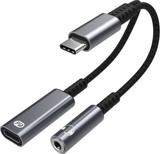 OEM El Adaptador D8 Usb-c A Auriculares De 3,5 Mm Y Cargador 2 En 1 De 60 W Cuenta Con Carga R&aacute;pida Y Un Puerto Usb Tipo C A Auxiliar