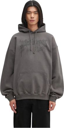 VETEMENTS Hoodies & sweatvesten, Heren, Grijs, M, Katoen, Cof Dripping Logo Oversized