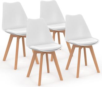 IDMarket Set Di 4 Sedie Da Pranzo Bianche Sara