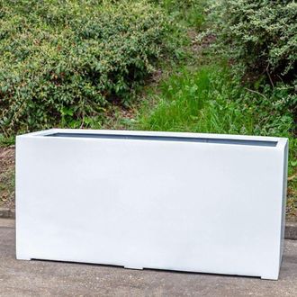 PRIMROSE Stone Composite White Trough Outdoor Garden Planter 55cm x 120cm | Size: 55 cm x 120 cm