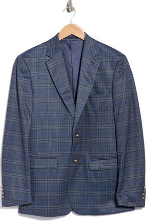 Duchamp Slim Fit Plaid Stretch Knit Sport Coat in Navy at Nordstrom Rack, Size 36 Regular