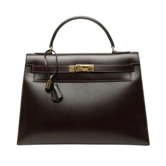 Herm&egrave;s Pre-owned Kelly 32 Handbag - Dames - Vintage Handtas - Bruin - ONE Size - Leer - Vintage