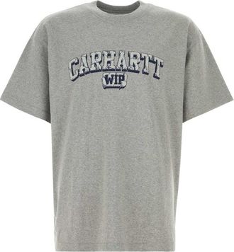 Carhartt Work in Progress Grey Crewneck Logo Print T-Shirt