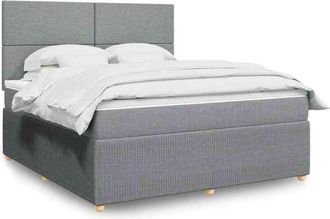 vidaXL Vidaxl - Cama Box Spring Con Colch&oacute;n Tela Gris Claro 180x200 Cm