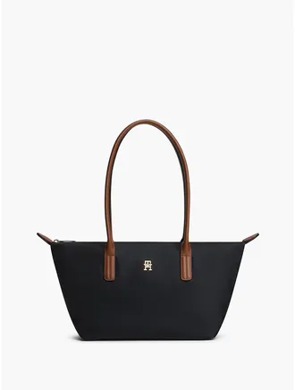 Tommy Hilfiger Womens Monogram East-West Tote Bag - Black