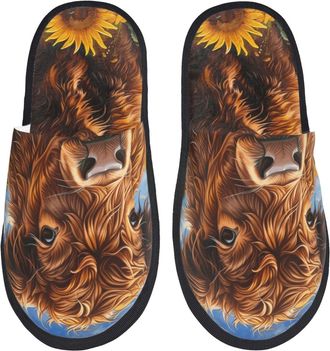Generic Slippers Cloud Sky Sunflower Cow Lightweight Slipper Soft Cotton Slipper For Women Ladies Travel L