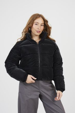 Brave Soul Womens Black Faux Sharkskin Puffer Jacket - Size 14 UK