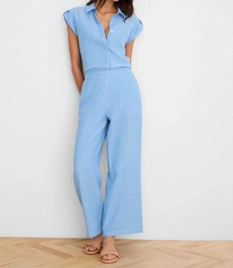 Nic+Zoe Fairfield Wide Leg Gauze Ankle Pant In Blue Multi