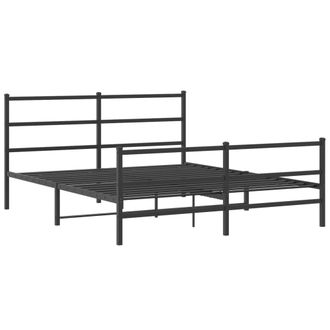 vidaXL Estructura Cama Sin Colch&oacute;n Con Estribo Metal Negro 150x200 Cm Vidaxl