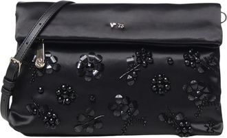 V&deg; 73 Floral Appliqu&eacute; Fold-Over Clutch - Dames - Clutches - Zwart - ONE Size - Polyester - Tassen