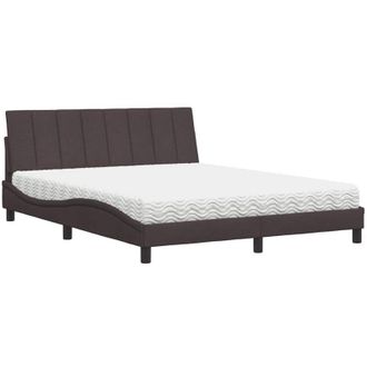 vidaXL Vidaxl - Cama Con Colch&oacute;n De Tela Marr&oacute;n Oscuro 160x200 Cm