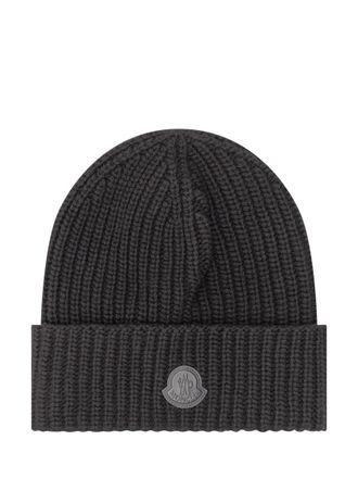 Moncler Black Logo Knitted Beanie Cap