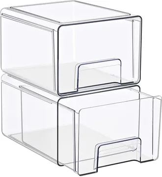 Sorbus 2Pc Clear Stackable Storage Drawers