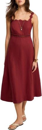 Mint Velvet Linen Midi Dress in Burgundy at Nordstrom, Size 14