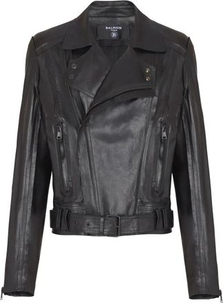 Balmain Giacca biker in pelle - Nero