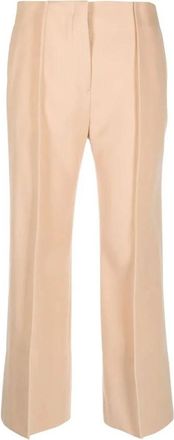 Jil Sander Elegante Beige Formele Wollen Broek - Dames - Wijde Broeken - Beige - S - Wol - Broeken
