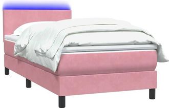 vidaXL Cama Box Spring Con Colch&oacute;n Terciopelo Rosa 100x220 Cm Vidaxl