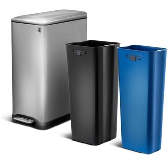 Kitchen Move Cubo de basura de cocina de reciclaje Plata 50L