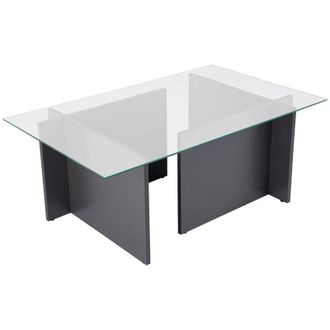 Dmora Dmora - Mesa De Caf&eacute; Azriel, Mesa De Centro Baja, Revistero Para Sof&aacute;, Estante De La Sala De Estar, 105x65 H40 Cm, Antracita