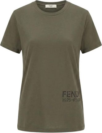 Fendi T-shirt - Dames - T-shirts - Groen - XS - Katoen - Tops