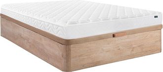 Vente-Unique Conjunto de canap&eacute; abatible de 140 x 190 cm color natural claro + colch&oacute;n viscoel&aacute;stico de 15 cm de grosor - PELOPS de Ysm&eacute;e