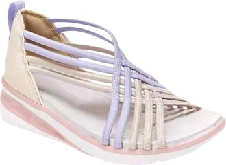 Generic Womens Summer Mesh Sandals Breathable, Lightweight, Flat, Elastic String Cushioned, Pull On Closure, Ideal for Trekking, Jogging & Trips, Stylish, Com