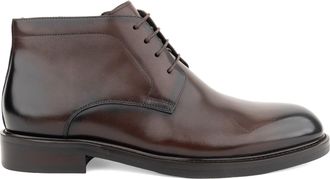 Alberto Gozzi Brown Polished Leather Side Zipper Boots