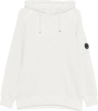 C.P. Company Fleece gebreide trui met capuchon - Heren - Hoodies - Wit - XL - Wol - Hoodies & sweatvesten