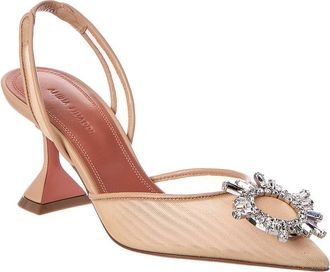 Amina Muaddi Begum Mesh & Leather Slingback Pump