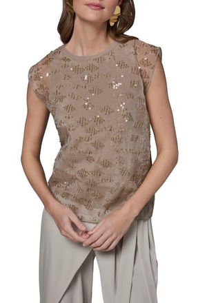 DKNY Sequin Detail Top in Tuscan Grey at Nordstrom, Size Medium