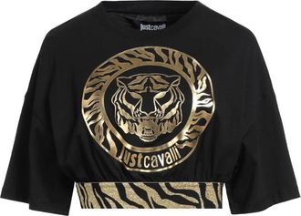 Just Cavalli Tops, Dames, Zwart, S, Zwarte korte mouw T-shirt 74Pbhf 02Cj 200G89