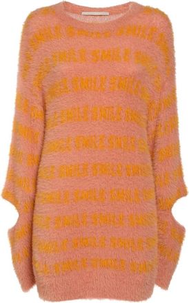 Stella McCartney Smile Fuzzy Knit Trui met Uitsnijding - Dames - Ronde hals truien - Oranje - S - Truien & Vesten