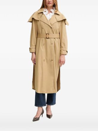 Hoss Intropia floral-embroidered belted coat - women - Cotton/Polyester - XS/S - Neutrals