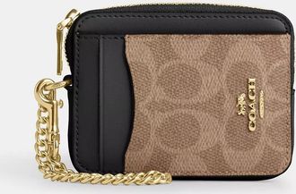 Coach Zip Card Case In Signature Canvas