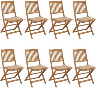 vidaXL Vidaxl - Sillas De Jard&iacute;n Plegables 8 Uds Madera Maciza Acacia Y Cojines