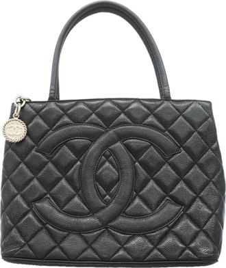 Chanel Black Grained Calfskin Tote Bag (Pre-Owned)