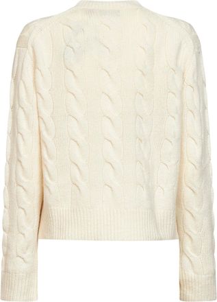 Polo Ralph Lauren Womens Cable-Knit Wool And Cashmere Crewneck Sweater Ivory