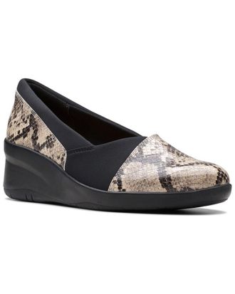 Clarks Suttyn Walk Snake-Embossed Leather Wedge Slip-On