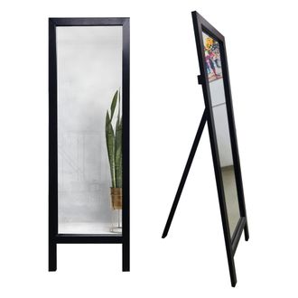 Dmora Espejo Crea, Forma Rectangular, Tipo De Pie, Estructura Transparente, 45x145h Cm Negro