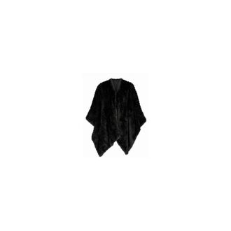 Pinko Pinko, Jassen, Dames, Zwart, ONE Size, Luxe Imitatiebont Poncho Cape