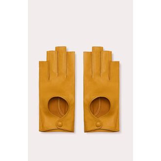 Seymoure Three Quarter Fingerless Driving Gloves in Taxi Yellow at Nordstrom, Size Medium