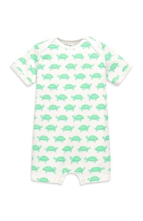 primary Organic Animal Friends Babysuit Shortie in Clover Baby Turtles at Nordstrom, Size 12-18M